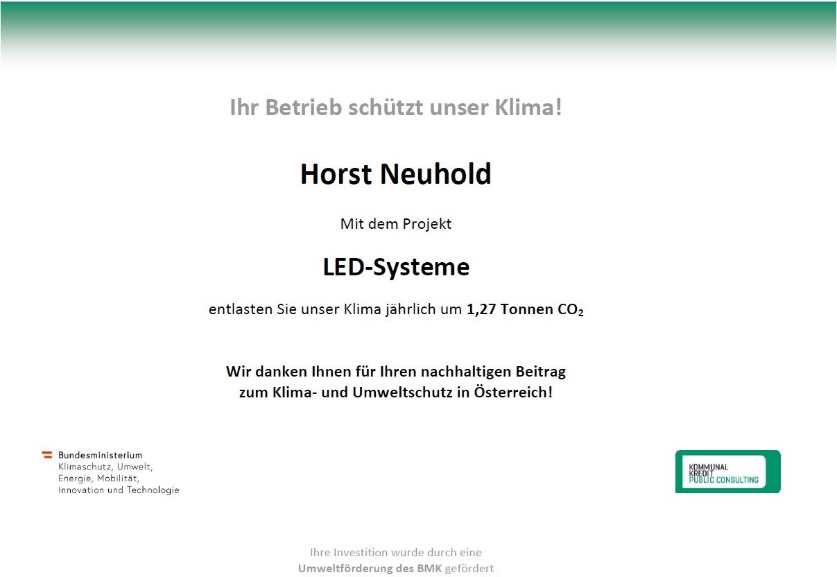 Urkunde Klimaschutzauszeichnung